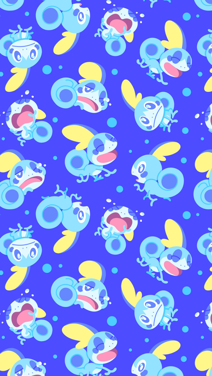 blue_background commentary creature crying english_commentary gen_8_pokemon highres no_humans phone_wallpaper pokemon pokemon_(creature) simple_background sobble versiris