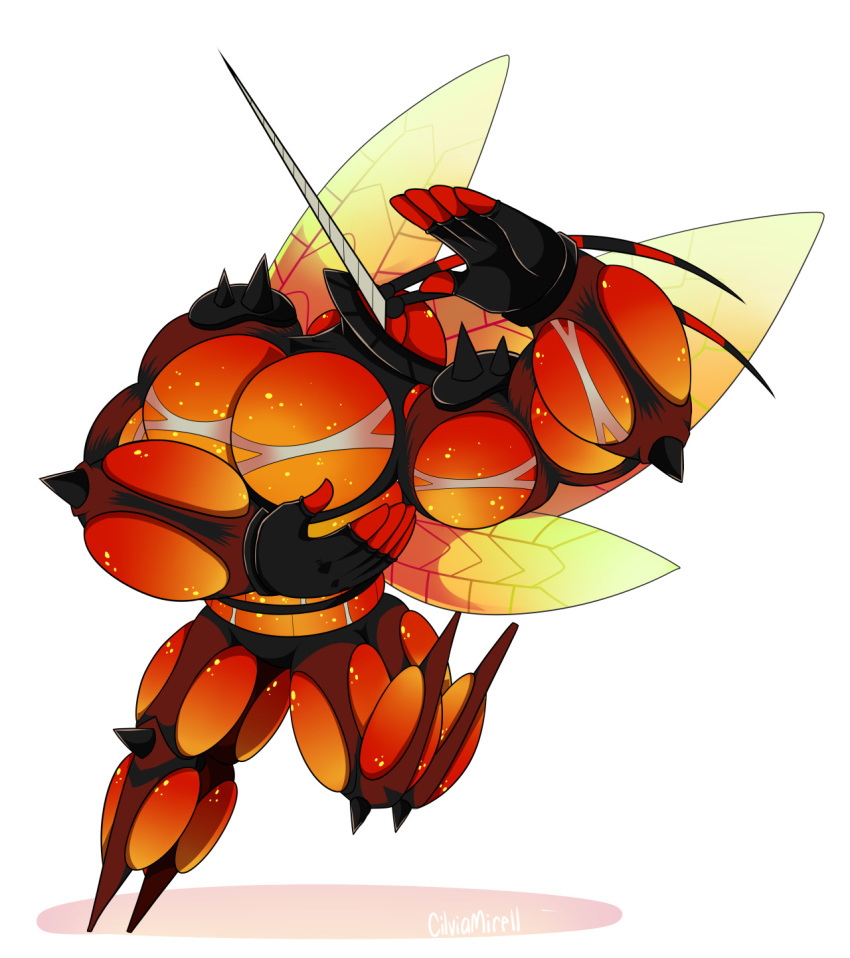 buzzwole cilvia_mirell commentary commission creature derivative_work english_commentary full_body gen_7_pokemon highres no_humans pokemon pokemon_(creature) pose simple_background solo ultra_beast white_background