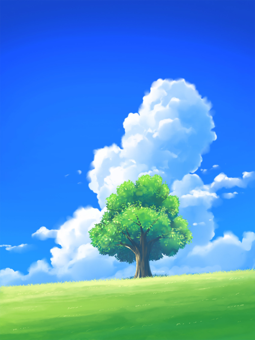 blue_sky clouds commentary grass highres making-of_available mclelun nature no_humans original photoshop_(medium) scenery sky tree