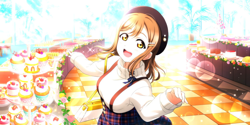 blush brown_eyes brown_hair dress kunikida_hanamaru long_hair love_live!_school_idol_festival_all_stars smile