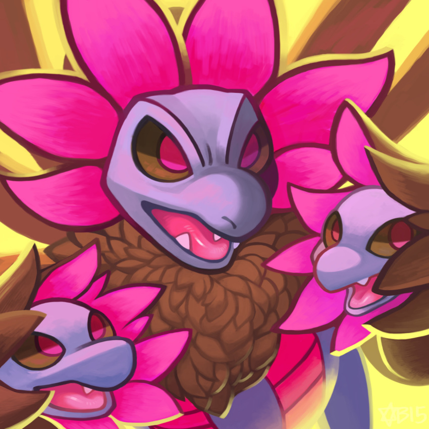 burnbuckie commentary creature dragon english_commentary face fangs gen_5_pokemon highres hydreigon no_humans pokemon pokemon_(creature) violet_eyes