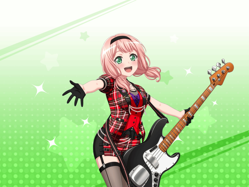 bang_dream! blush dress green_eyes official_art pink_hair short_hair smile uehara_himari