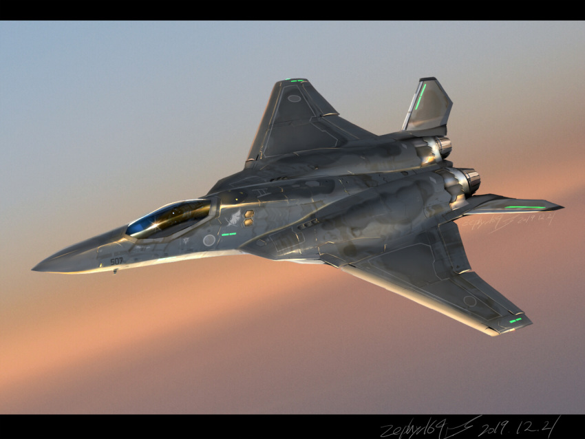 2019 aircraft airplane canopy cockpit commentary_request dated fighter_jet flying gradient gradient_background helmet japan_air_self-defense_force japan_self-defense_force jet lens_flare military military_vehicle pilot pilot_suit prototype realistic reflection roundel science_fiction signature sun zephyr164
