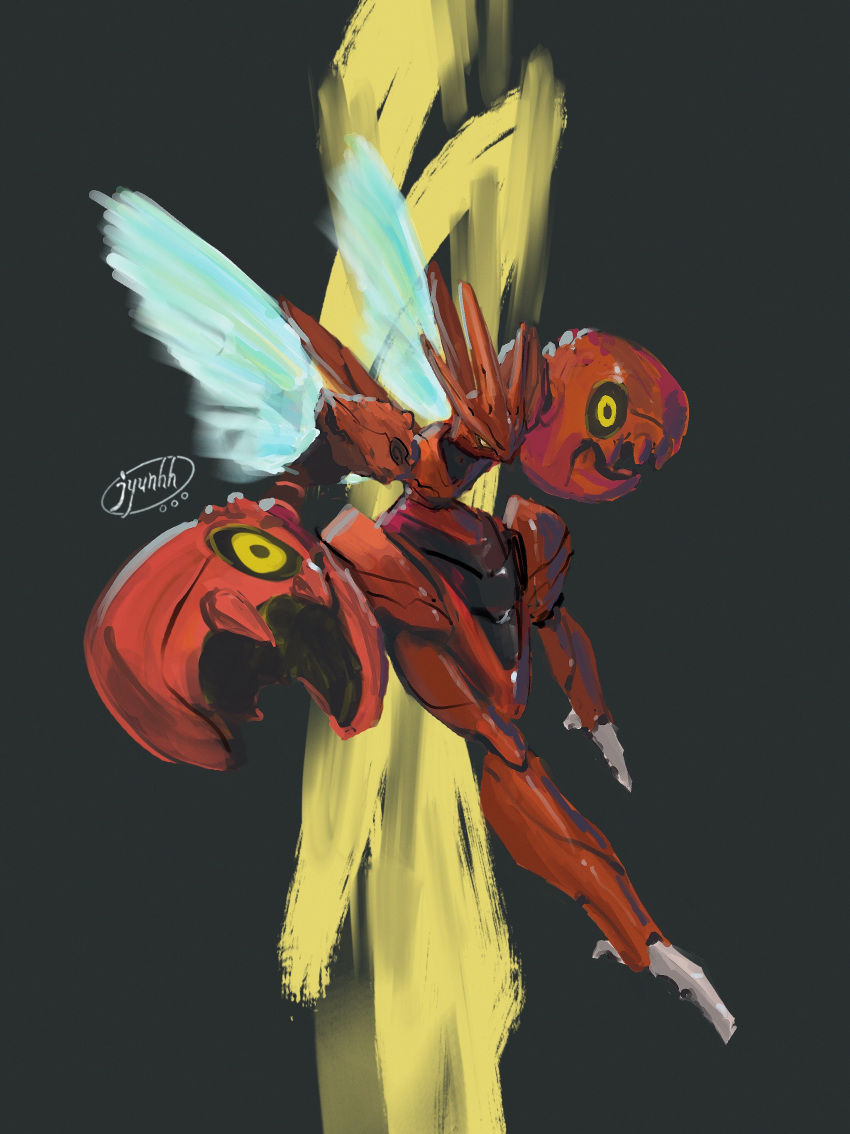 absurdres black_background commentary_request creature gen_2_pokemon highres jyunhh no_humans pokemon pokemon_(creature) realistic scizor signature
