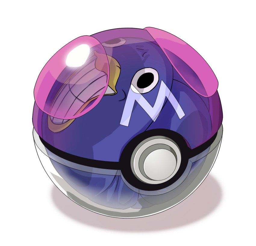 grin gyari_(bird) highres master_ball no_humans parody poke_ball pokemon simple_background smile toromera voms white_background x-ray