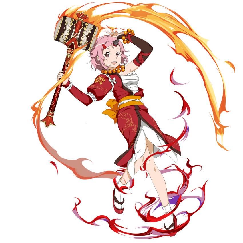 fire flame highres lisbeth pink_hair sword_art_online sword_art_online:_memory_defrag transparent_background