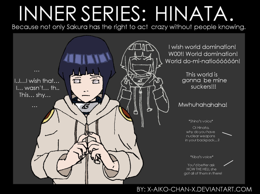 1girl blue_hair closed_mouth english_text forehead_protector hyuuga_hinata jacket naruto naruto_(series) open_mouth short_hair solo tagme white_eyes x-aiko-chan-x