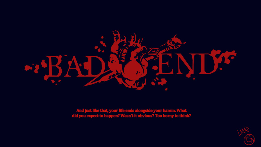 bad_end black_background heart helltaker highres knife krekk0v simple_background stabbed_heart