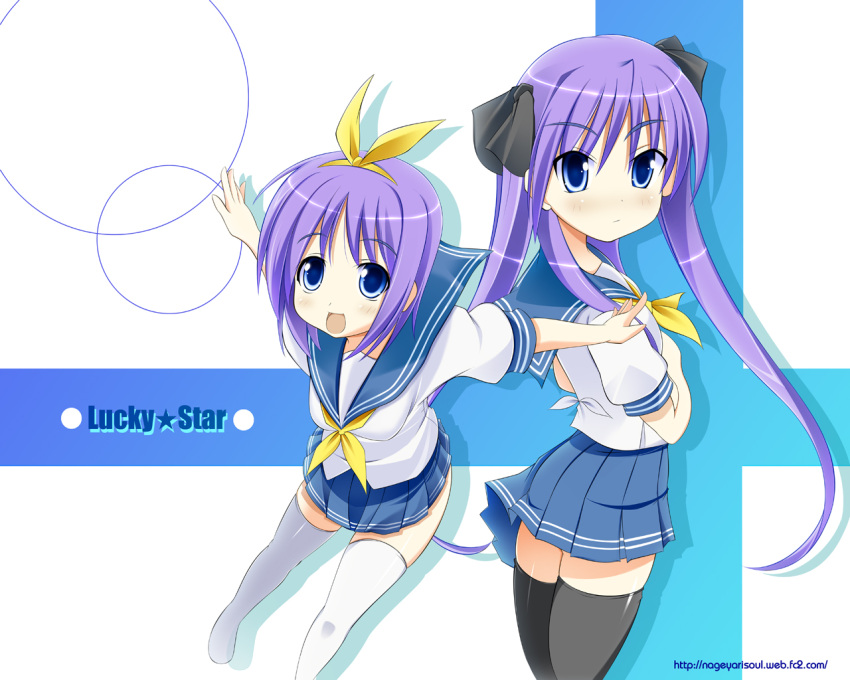 hiiragi_tsukasa lucky_star school_uniform serafuku thigh-highs thighhighs wallpaper zettai_ryouiki