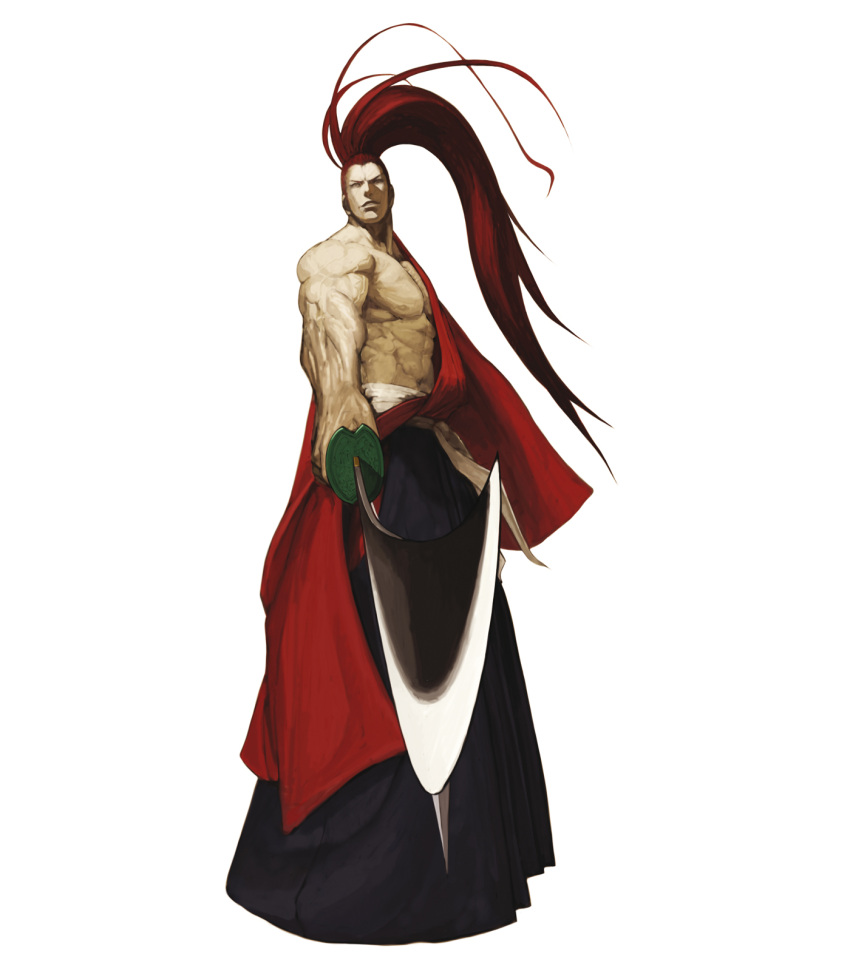 highres japanese_clothes katana kibagami_genjuro long_hair male male_only muscle nona official_art perspective ponytail red_hair redhead samurai samurai_spirits snk svc_chaos sword weapon