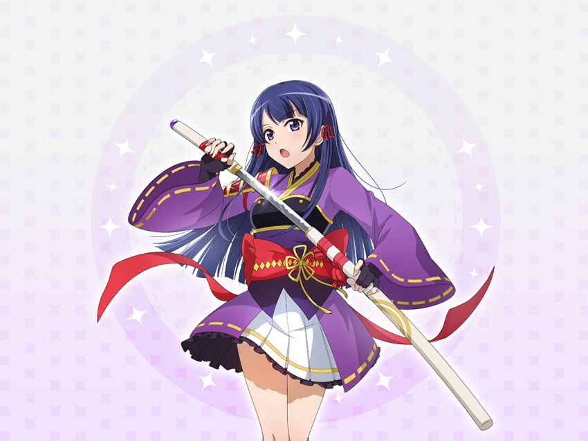 1girl katana long_hair purple_hair shoujo_kageki_revue_starlight solo tomoe_tamao violet_eyes yukata