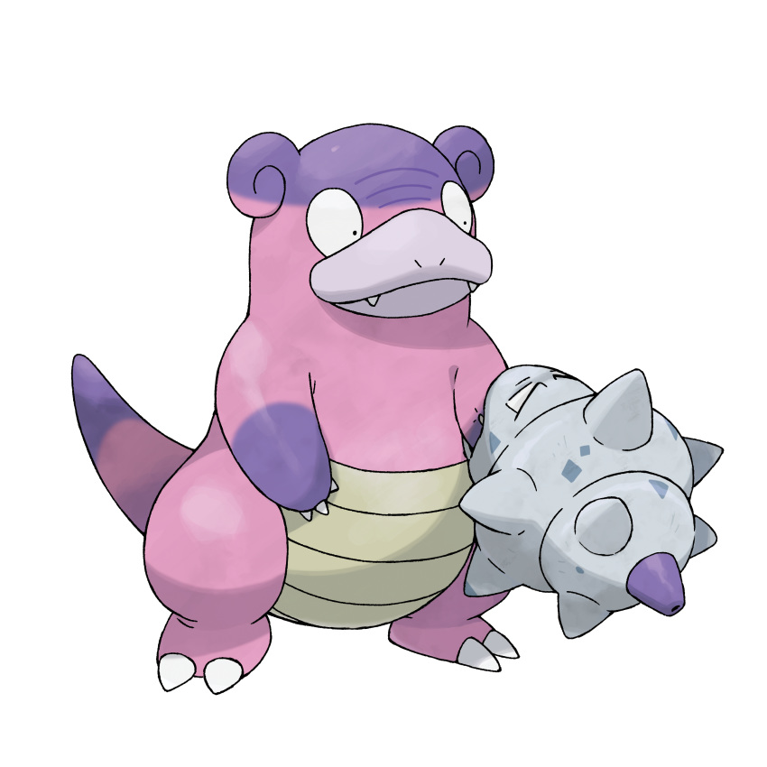 absurdres biting claws fangs full_body galarian_form galarian_slowbro gen_8_pokemon highres looking_down official_art pokemon pokemon_(creature) solo tail