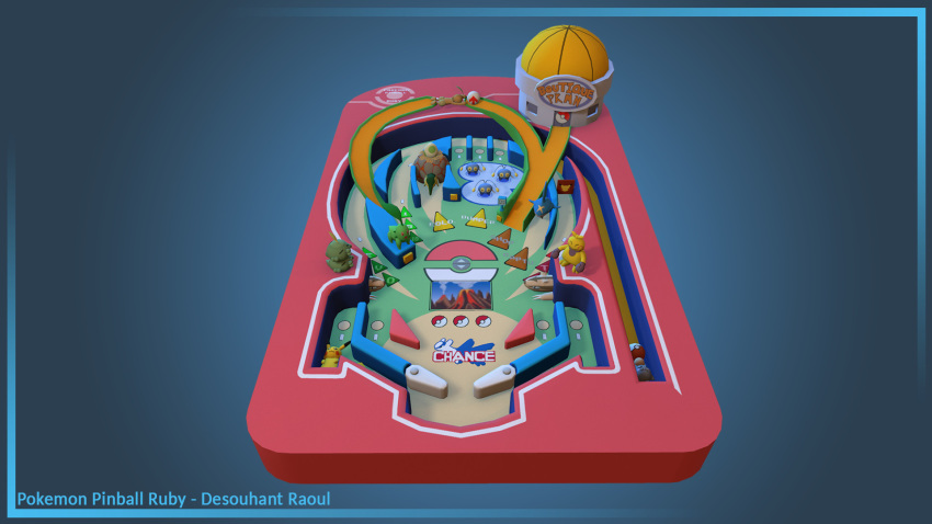 3d :d arrow_(symbol) blue_background border building chinchou closed_eyes closed_mouth copyright_name creature egg english_text french_text gen_1_pokemon gen_2_pokemon gen_3_pokemon highres latios legendary_pokemon linoone lying makuhita no_humans on_head on_stomach open_mouth pikachu pinball poke_ball poke_ball_(generic) pokemon pokemon_(creature) pokemon_(game) pokemon_egg pokemon_mart pokemon_on_head pokemon_pinball raoul_desouhant red_eyes sharpedo simple_background smile spoink volcano water yellow_eyes