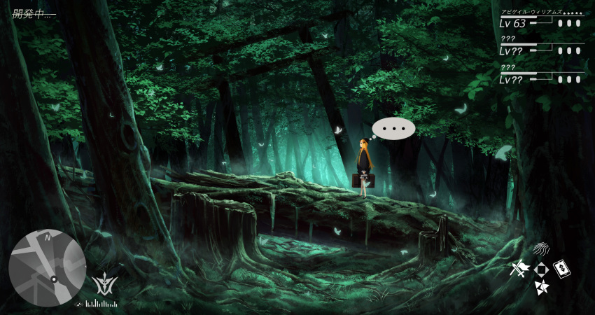... 1girl abigail_williams_(fate/grand_order) absurdres bangs black_bow black_dress black_footwear black_headwear blonde_hair blue_eyes bow bug butterfly commentary_request day dress fate/grand_order fate_(series) forest from_side hair_bow hat heads-up_display highres insect long_hair long_sleeves looking_away mary_janes minimap nature orange_bow outdoors parted_bangs profile shoes sleeves_past_wrists solo spoken_ellipsis suitcase translation_request tree_stump tree_trunk very_long_hair wang_man