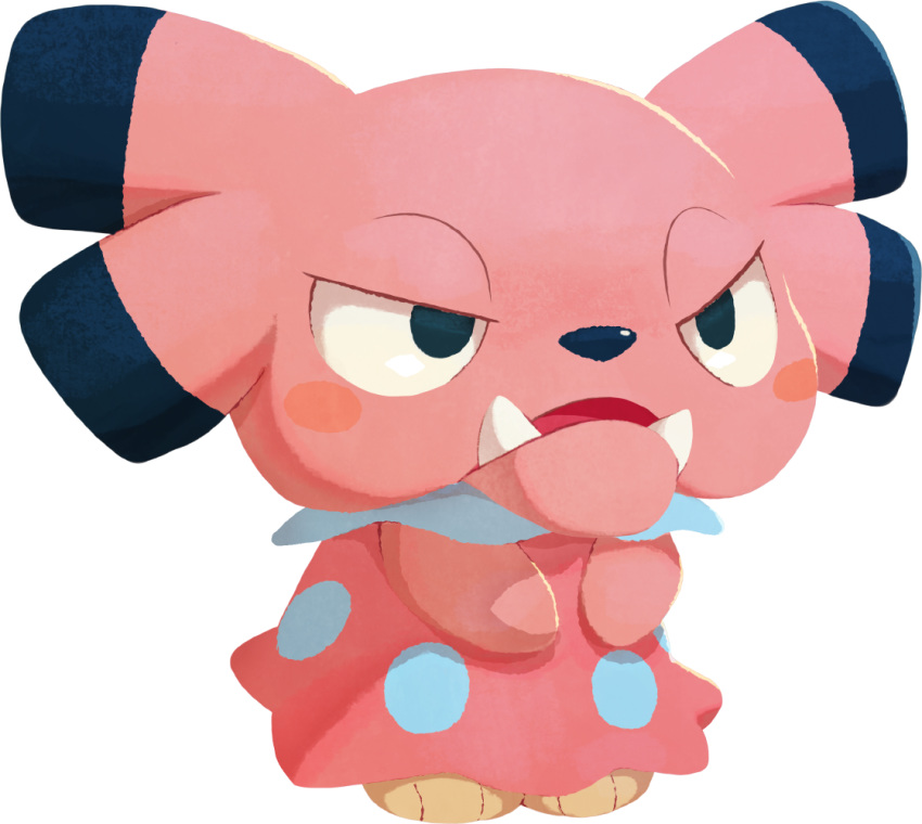 artist_request black_eyes blush blush_stickers fangs full_body gen_2_pokemon half-closed_eyes no_humans official_art open_mouth pokemon pokemon_(creature) pokemon_(game) pokemon_cafe_mix snubbull solo standing transparent_background