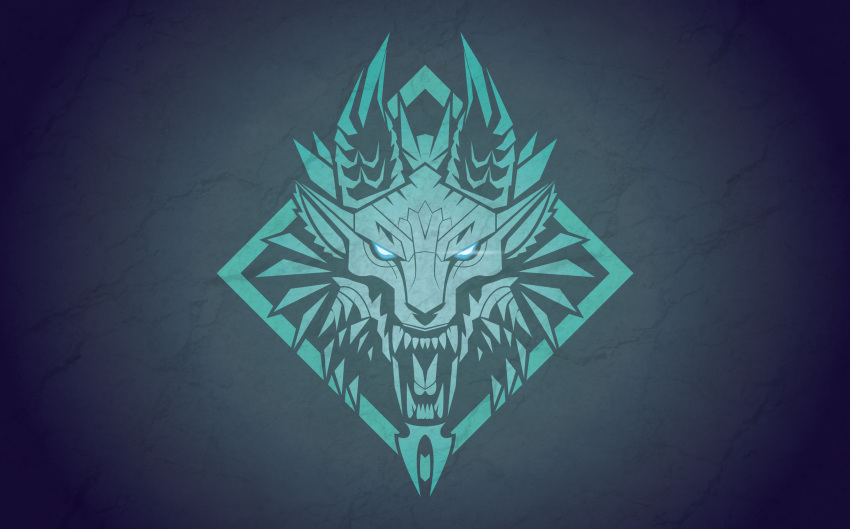 absurdres angry eyes highres logo monster monster_hunter monster_hunter:_world open_eyes open_mouth simple_background symbol tacuyanjun teeth the_witcher the_witcher_3 thunder wolf zinogre