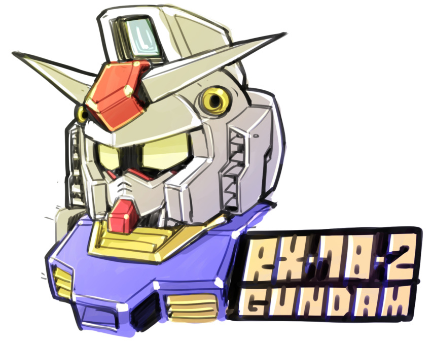 character_name chibi close-up gundam haiteku_reibou mecha mobile_suit_gundam no_humans rx-78-2 solo upper_body v-fin white_background yellow_eyes