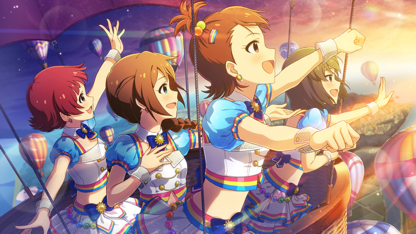 baba_konomi brown_eyes brown_hair dress futami_ami idolmaster_million_live!_theater_days long_hair nagayoshi_subaru nonohara_akane short_hair smile