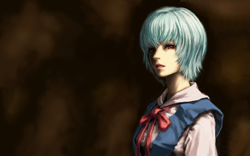 ayanami_rei blue_hair kaburagi_yasutaka neon_genesis_evangelion realistic red_eyes