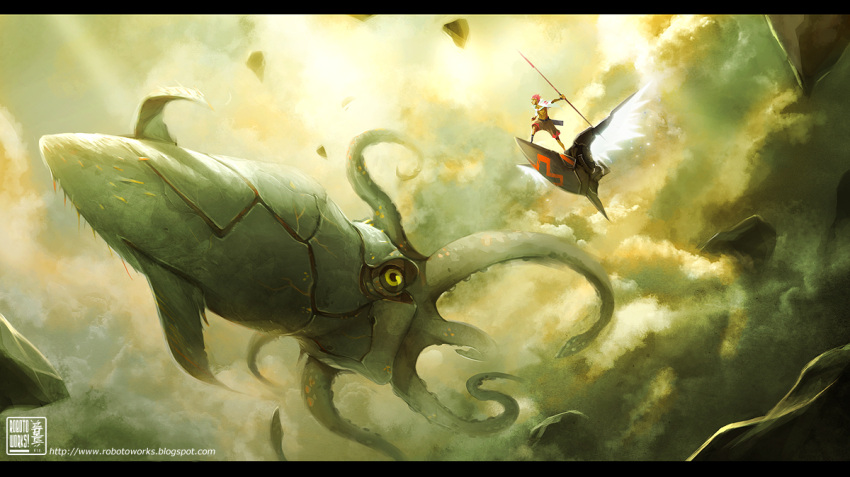 epic monster monsters original polearm robert_kim spear squid tentacles watermark weapon web_address