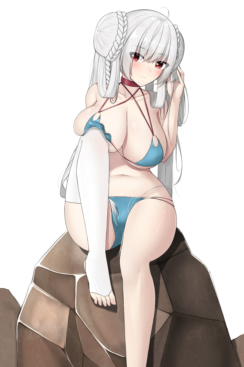 absurdres azur_lane bikini breasts formidable_(azur_lane) formidable_(the_lady_of_the_beach)_(azur_lane) highres large_breasts long_hair silver_hair swimsuit toeless_legwear toenails toes very_long_hair zerotwenty_(020)