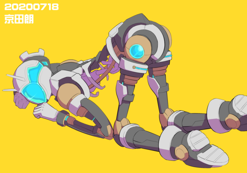 1girl androgynous android ass kyoutasab mecha mechanical_parts no_humans original robot simple_background top-down_bottom-up