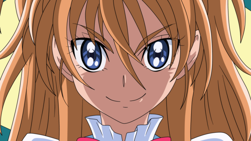 1girl anime_coloring bangs blue_eyes brown_hair closed_mouth dearigazu2001 eyebrows_visible_through_hair hair_between_eyes highres houjou_hibiki long_hair looking_at_viewer portrait precure smile solo suite_precure