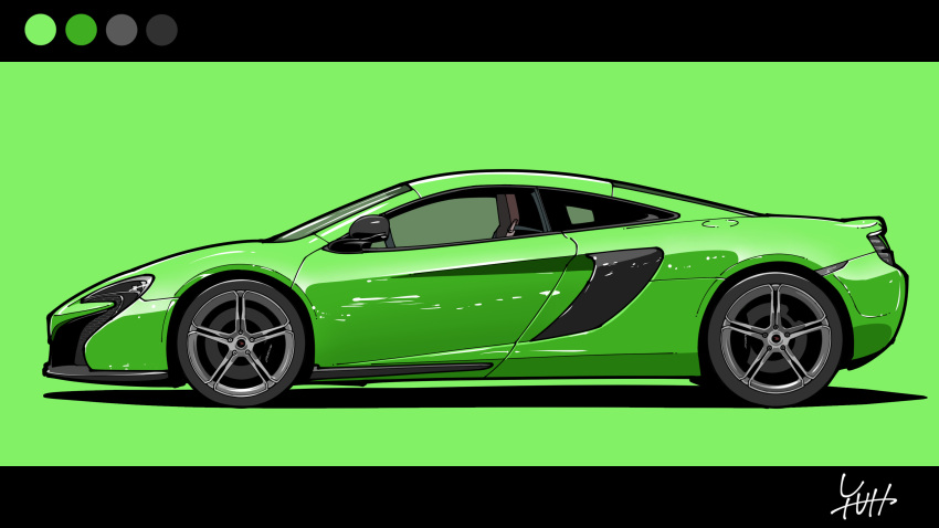 absurdres car color_guide from_side ground_vehicle highres mclaren mclaren_650s motor_vehicle no_humans original signature solo vehicle_focus yuh_7929