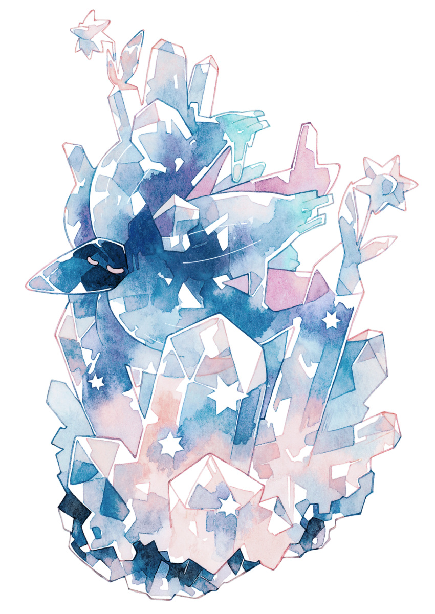 closed_eyes crystal from_side glimmora highres no_humans oharu-chan pokemon pokemon_(creature) simple_background solo traditional_media u_u white_background