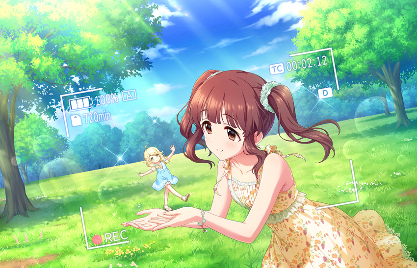 blush brown_eyes brown_hair dress idolmaster_cinderella_girls_starlight_stage long_hair ogata_chieri smile twintails