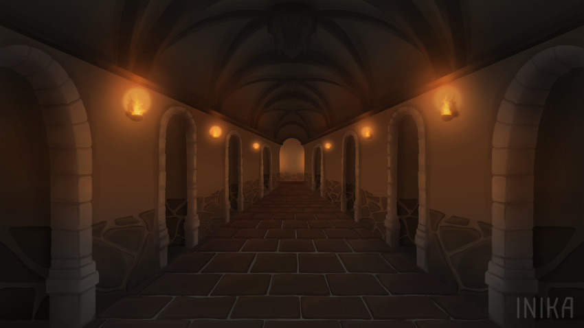 fire hallway inika no_humans original scenery translation_request