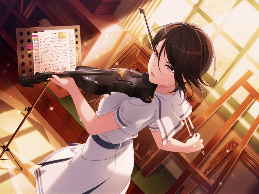 bang_dream! black_hair brown_eyes dress short_hair violin yashio_rui