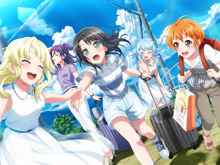 bang_dream! black_eyes black_hair blush dress hello_happy_world! kitazawa_hagumi matsubara_kanon okusawa_misaki seta_kaoru short_hair tsurumaki_kokoro