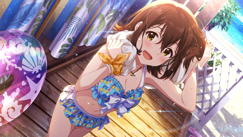 bikini blush brown_eyes brown_hair idolmaster_million_live!_theater_days kasuga_mirai short_hair smile