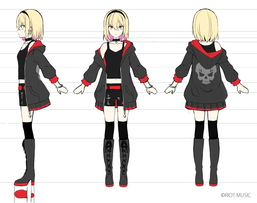 1girl absurdres ashizawa_saki blonde_hair character_sheet cross cross_necklace face hair_ornament highres jewelry necklace riot_music shiro_kuma_shake simple_background virtual_youtuber white_background