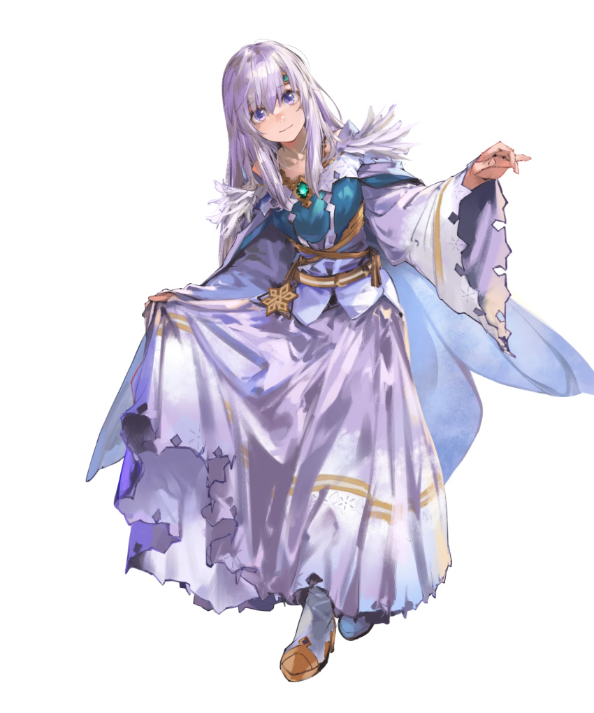 1girl alternate_costume artist_request belt boots circlet dress fire_emblem fire_emblem:_genealogy_of_the_holy_war fire_emblem_heroes full_body gem highres jewelry julia_(fire_emblem) long_hair necklace official_art purple_hair solo transparent_background violet_eyes