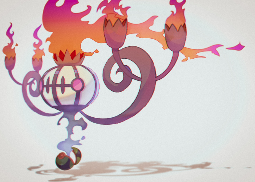 alternate_color chandelier chandelure dusk_ball energy fire flame gen_5_pokemon highres no_humans no_pupils poke_ball pokemon pokemon_(creature) saiku_(zvlku) shiny_pokemon violet_eyes white_background