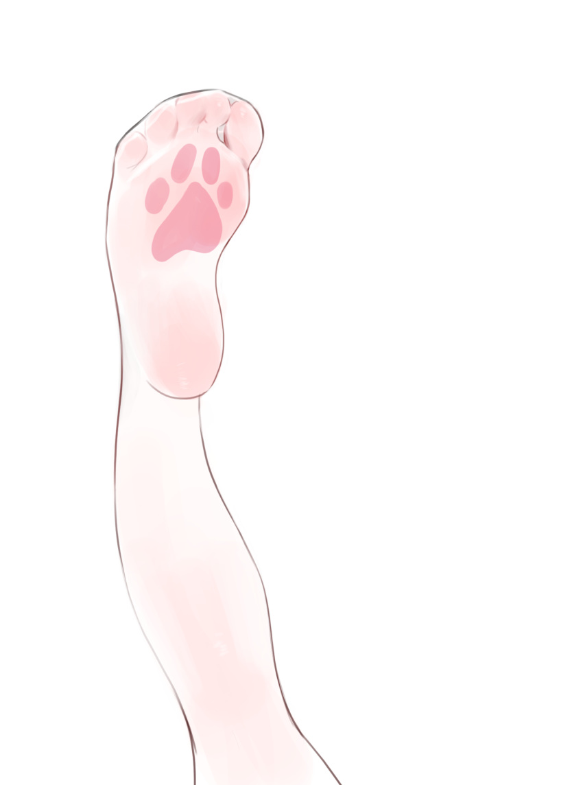 androgynous dokomon foot_up highres korean_commentary leg_up legs no_shoes original out_of_frame paw_print plantar_flexion see-through simple_background soles solo thigh-highs toes white_background white_legwear