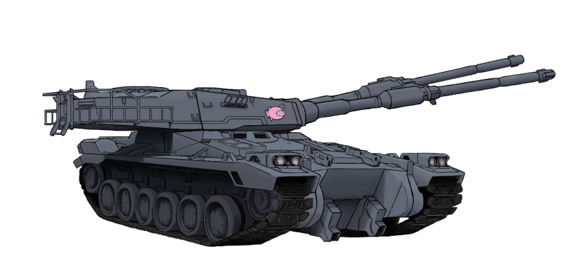 caterpillar_tracks commentary_request emblem girls_und_panzer ground_vehicle gundam gundam_ms_igloo hat military military_hat military_vehicle mobile_suit_gundam motor_vehicle no_humans tank type_61_(gundam) weapon white_background wwwww_(sswwwww)