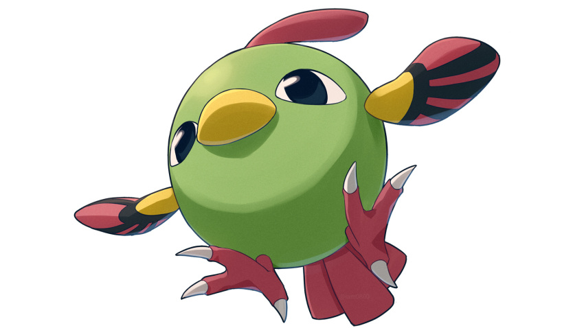 &lt;o&gt;_&lt;o&gt; beak bird black_eyes claws commentary full_body gen_2_pokemon highres natu no_humans pokemon pokemon_(creature) sayshownen simple_background solo white_background wings