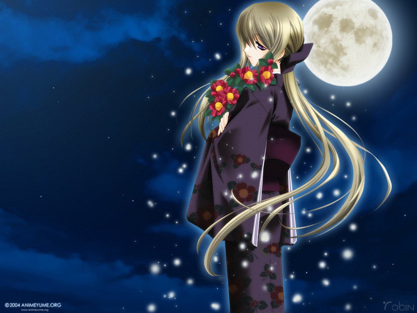 japanese_clothes kimono moon sky tagme