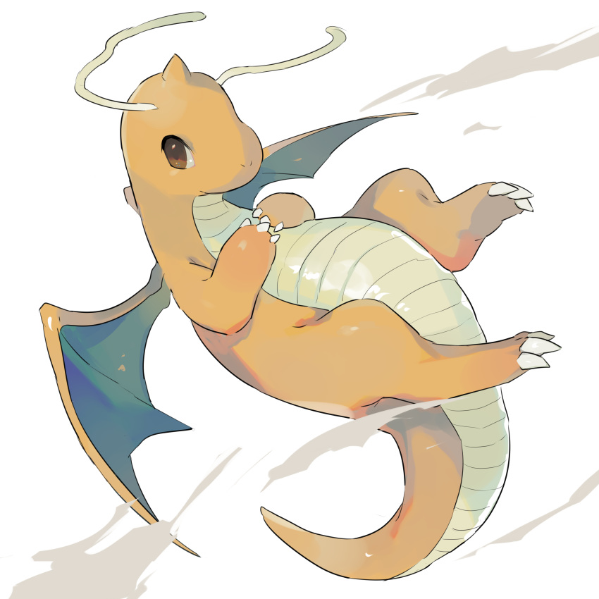 absurdres brown_eyes claws closed_mouth commentary_request dragonite full_body gen_1_pokemon hands_together hideko_(l33l3b) highres light_smile no_humans pokemon pokemon_(creature) tail wings