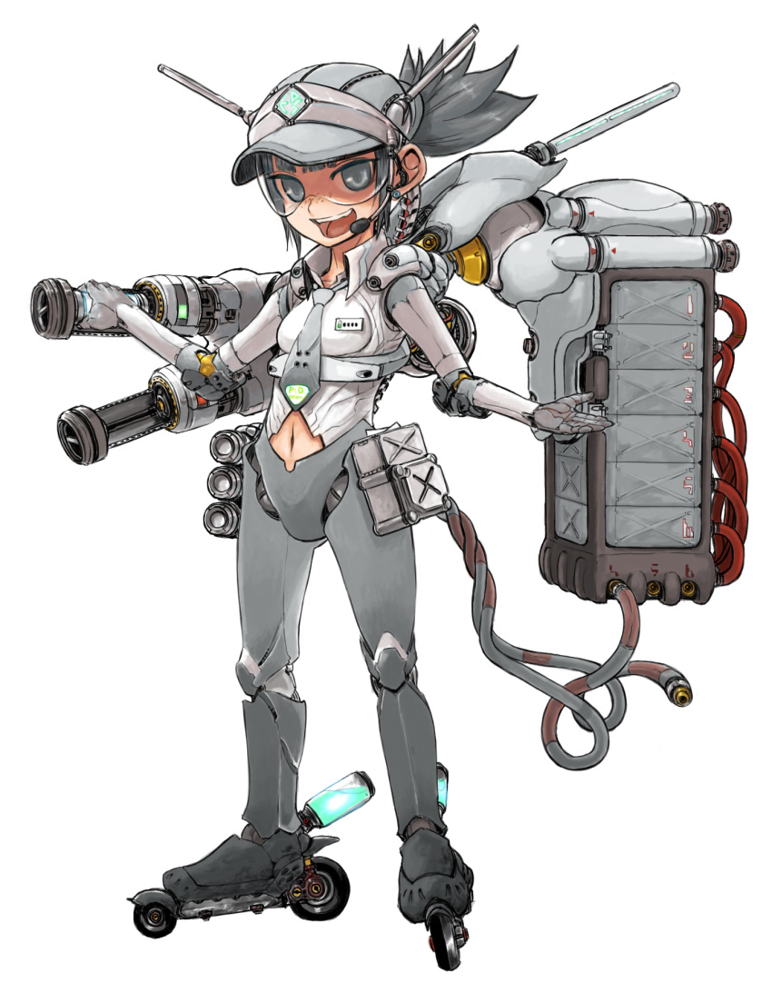 1girl face glasses grey_eyes grey_hair highres mecha_musume mya original sci-fi science_fiction scifi short_hair silver_hair solo white_background