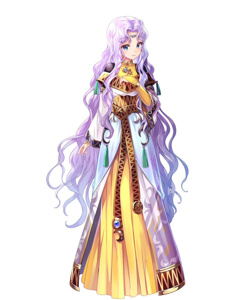 1girl bangs blue_eyes bracelet chachie circlet closed_mouth dress eyebrows_visible_through_hair fire_emblem fire_emblem:_thracia_776 fire_emblem_heroes full_body hand_up highres jewelry long_dress long_hair long_sleeves looking_at_viewer official_art parted_bangs pink_hair sara_(fire_emblem) shiny shiny_hair solo transparent_background wide_sleeves