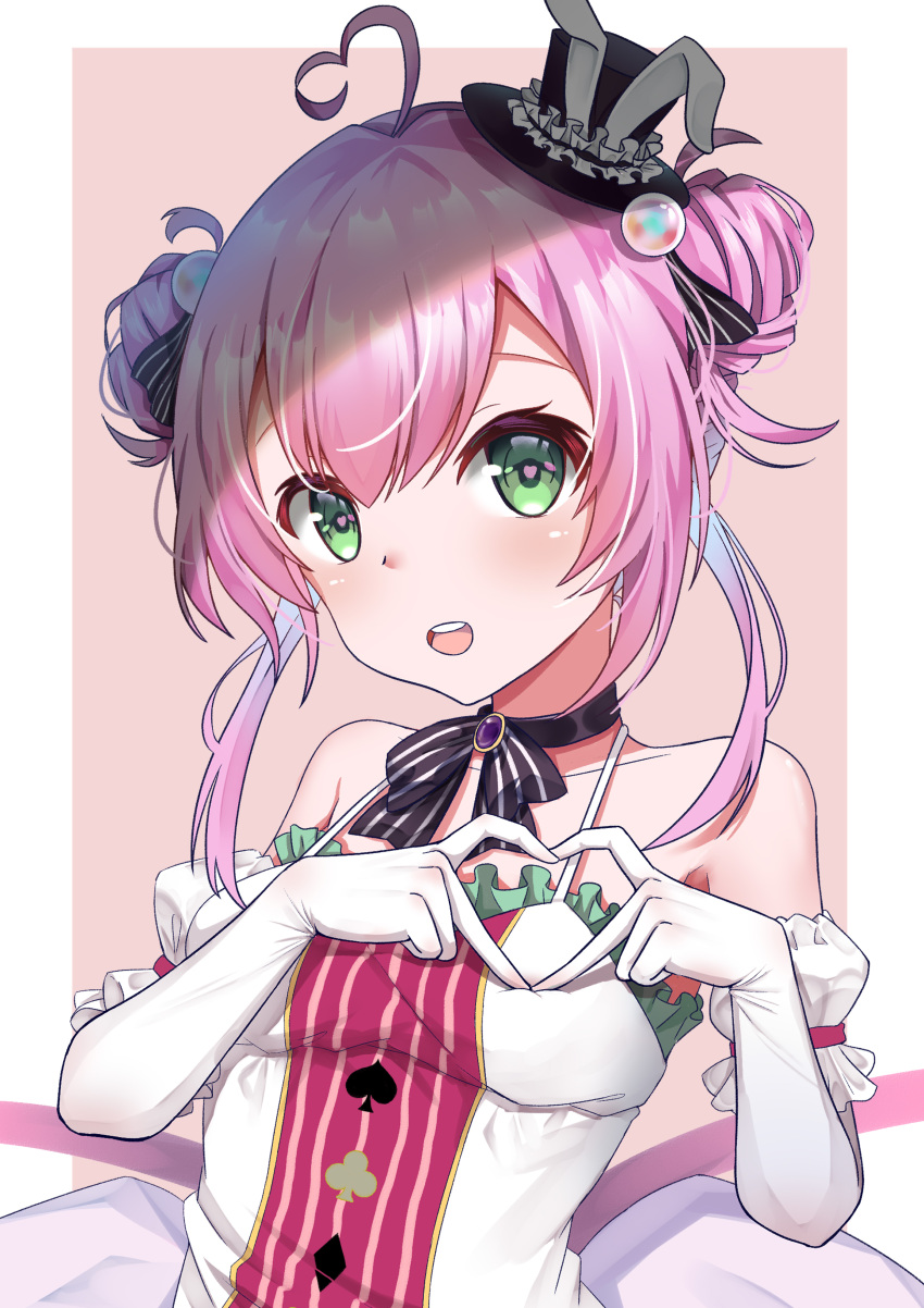 1girl absurdres ctrl+z hair_ornament heart heart_hands highres hololive hololive_china looking_at_viewer pink_hair solo spade_echo virtual_youtuber