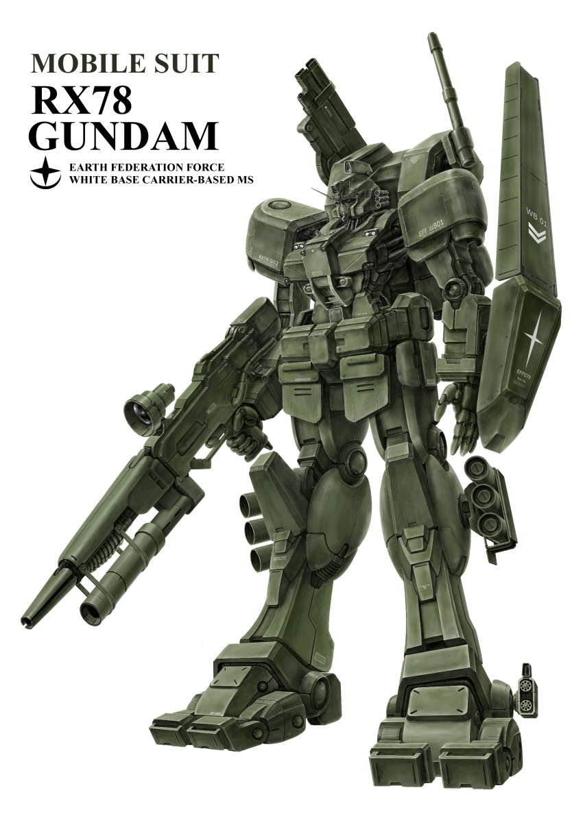absurdres character_name gun gundam highres holding holding_gun holding_weapon mecha military mobile_suit_gundam no_humans redesign rx-78-2 ryu_suio_shou shield shoulder_cannon solo weapon white_background