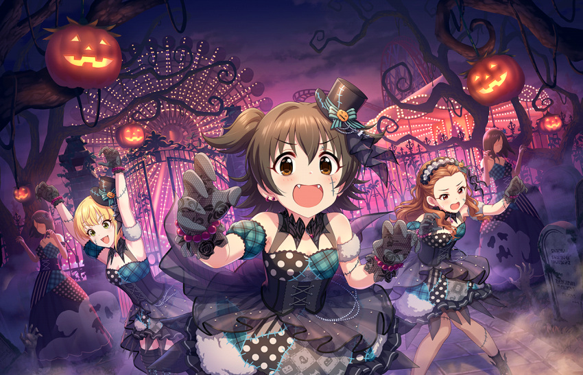 akagi_miria blush brown_eyes brown_hair dress idolmaster_cinderella_girls_starlight_stage short_hair smile