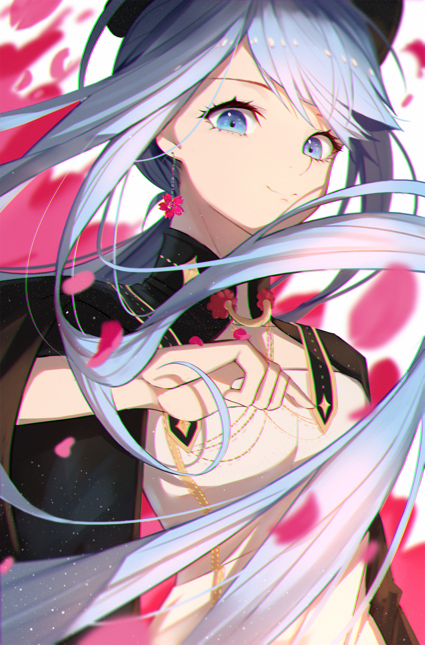 1girl alternate_costume blue_eyes blue_hair chinese_clothes chinese_commentary close-up floating_hair hatsune_miku highres jijing_zishui looking_down smile solo vocaloid