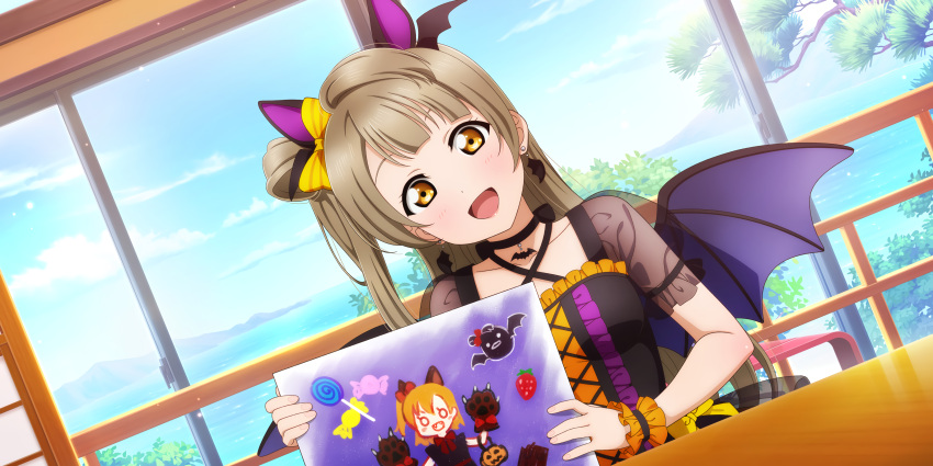 blush brown_eyes brown_hair dress halloween long_hair love_live!_school_idol_festival_all_stars minami_kotori smile