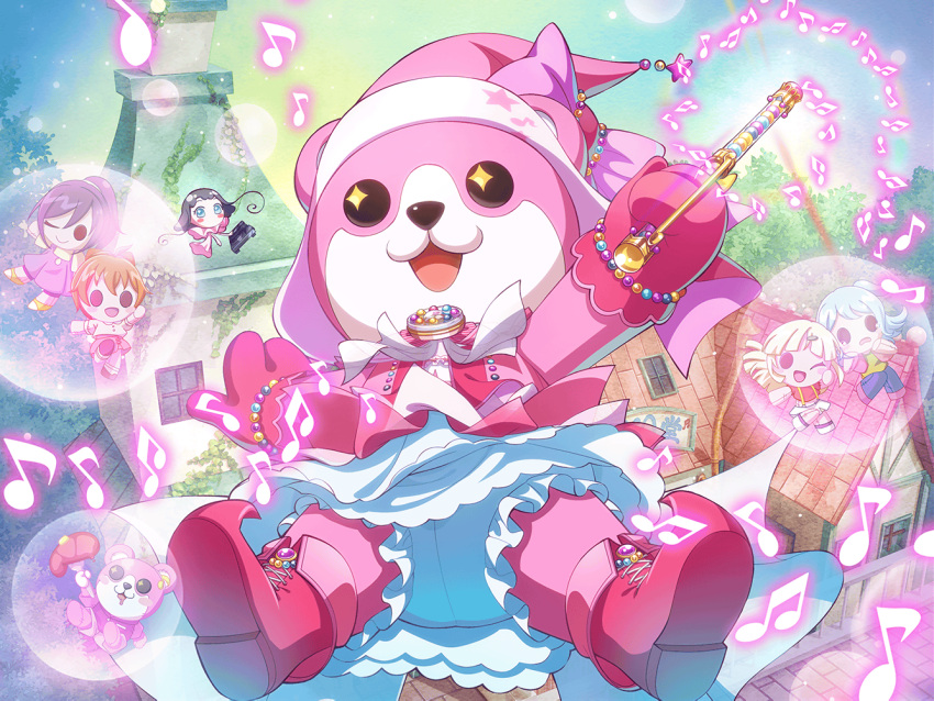 bang_dream! bear cosplay dress mascot michelle_(bang_dream!) official_art okusawa_misaki smile wings